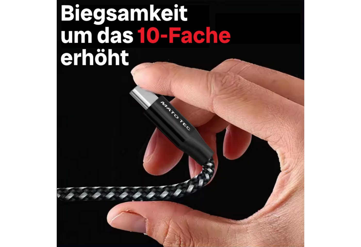 Alpha Electronics USB C Datenkabel SCHNELL Ladekabel für Samsung usw.- mehrere Längen USB-Kabel, USB-C, USB Typ A (200 cm), Schwarz, Rot, Silber, Blau – Bild 4 von 5