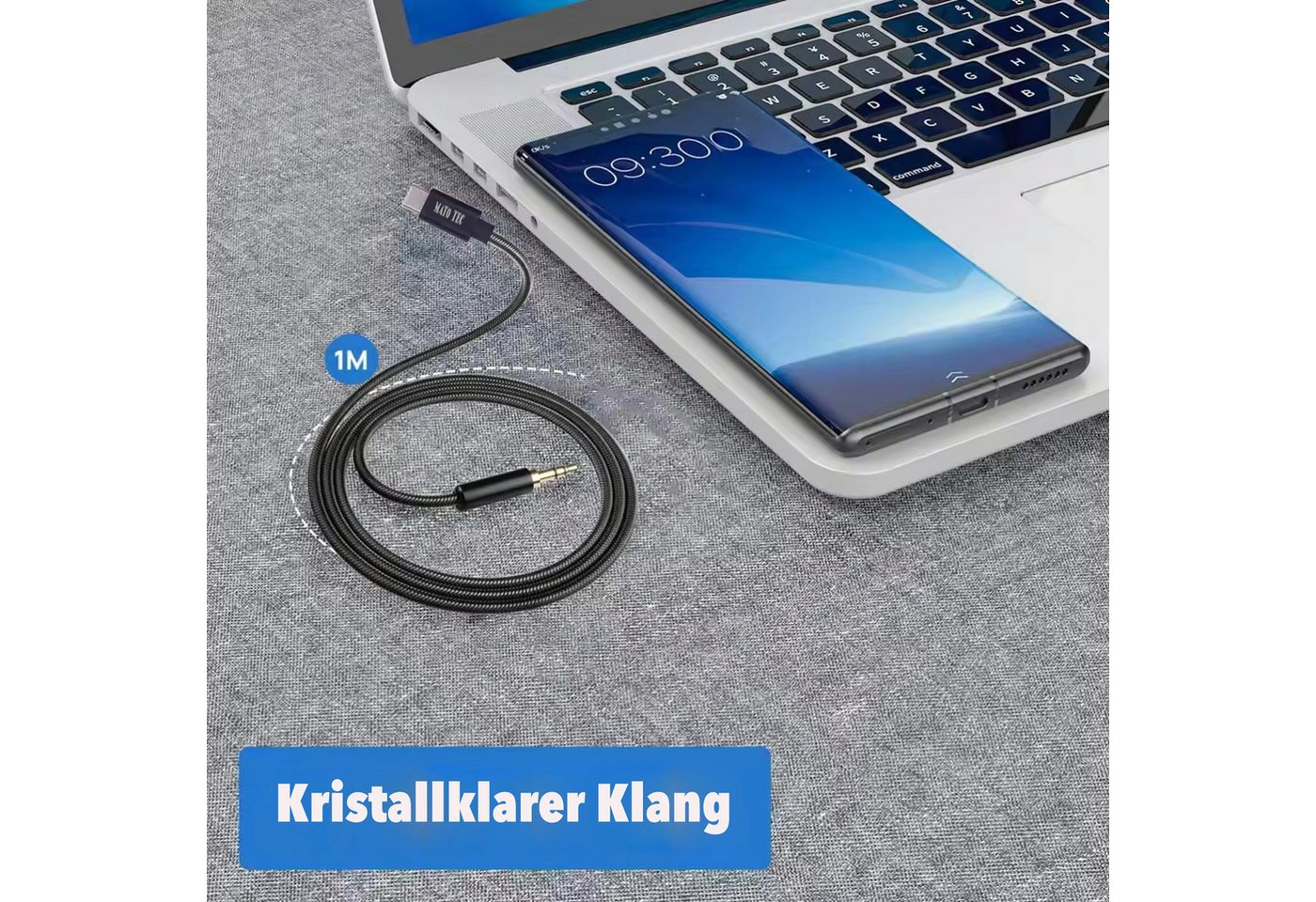 Alpha Electronics USB Type C zu Aux Stecker Schwarz, Huawei, Samsung, Apple, Audio- & Video-Kabel, 3,5-mm-Klinke, USB-C (100 cm), Universal kompatibel – Bild 4 von 5