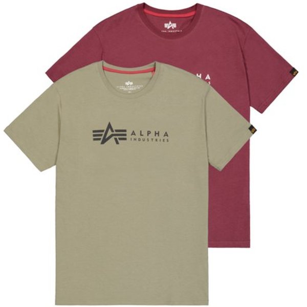 Alpha Industries Rundhalsshirt Label T 2 Pack (Packung, 2-tlg., 2er-Pack)