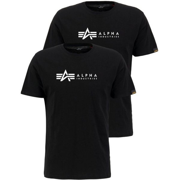 Alpha Industries Rundhalsshirt Label T 2 Pack (Packung, 2-tlg., 2er-Pack)