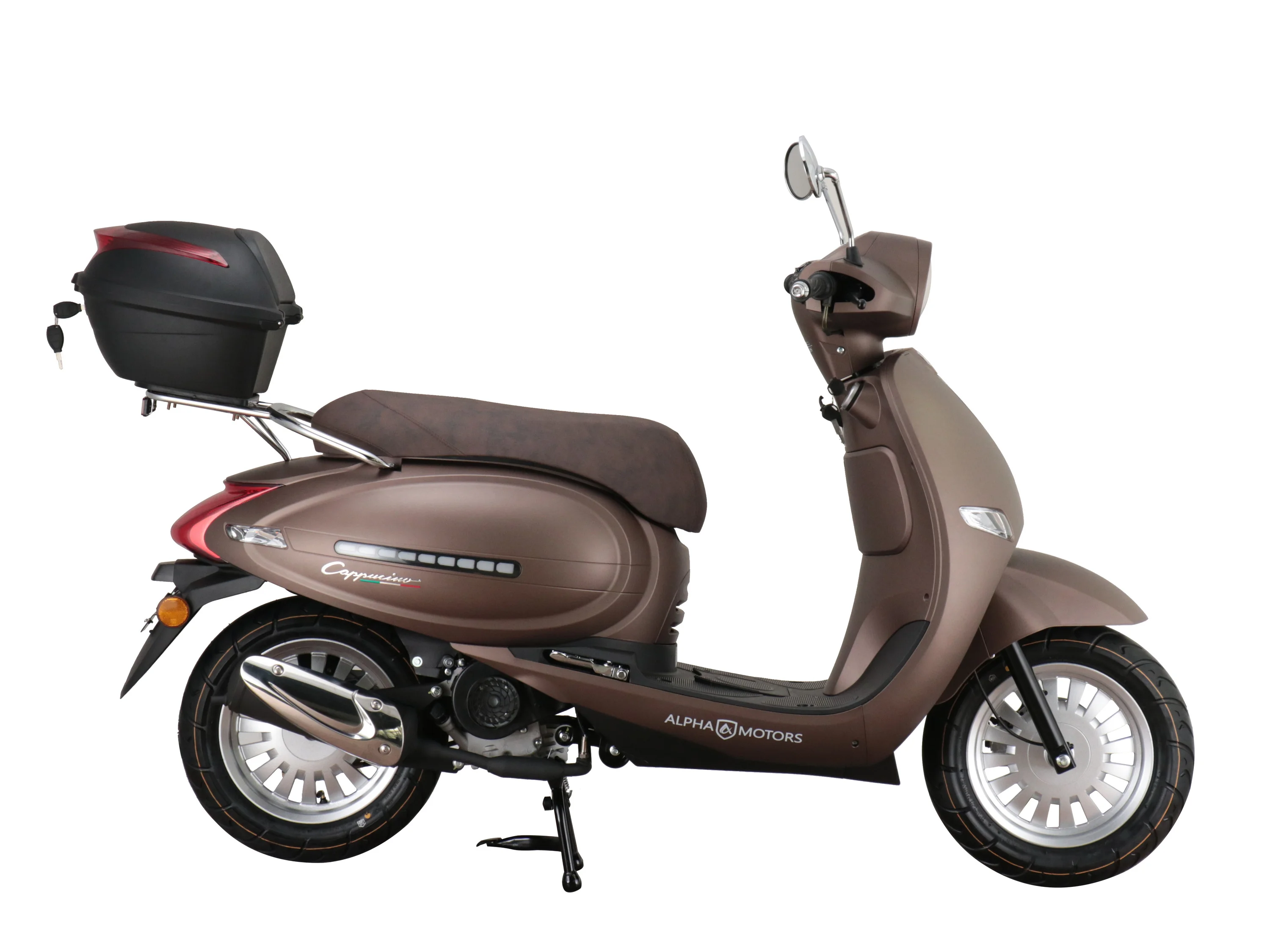 Alpha Motors Motorroller Cappucino, 125 ccm, 85 km/h, Euro 5+, (Spar-Set, mit Topcase), inkl. Topcase – Bild 4 von 4