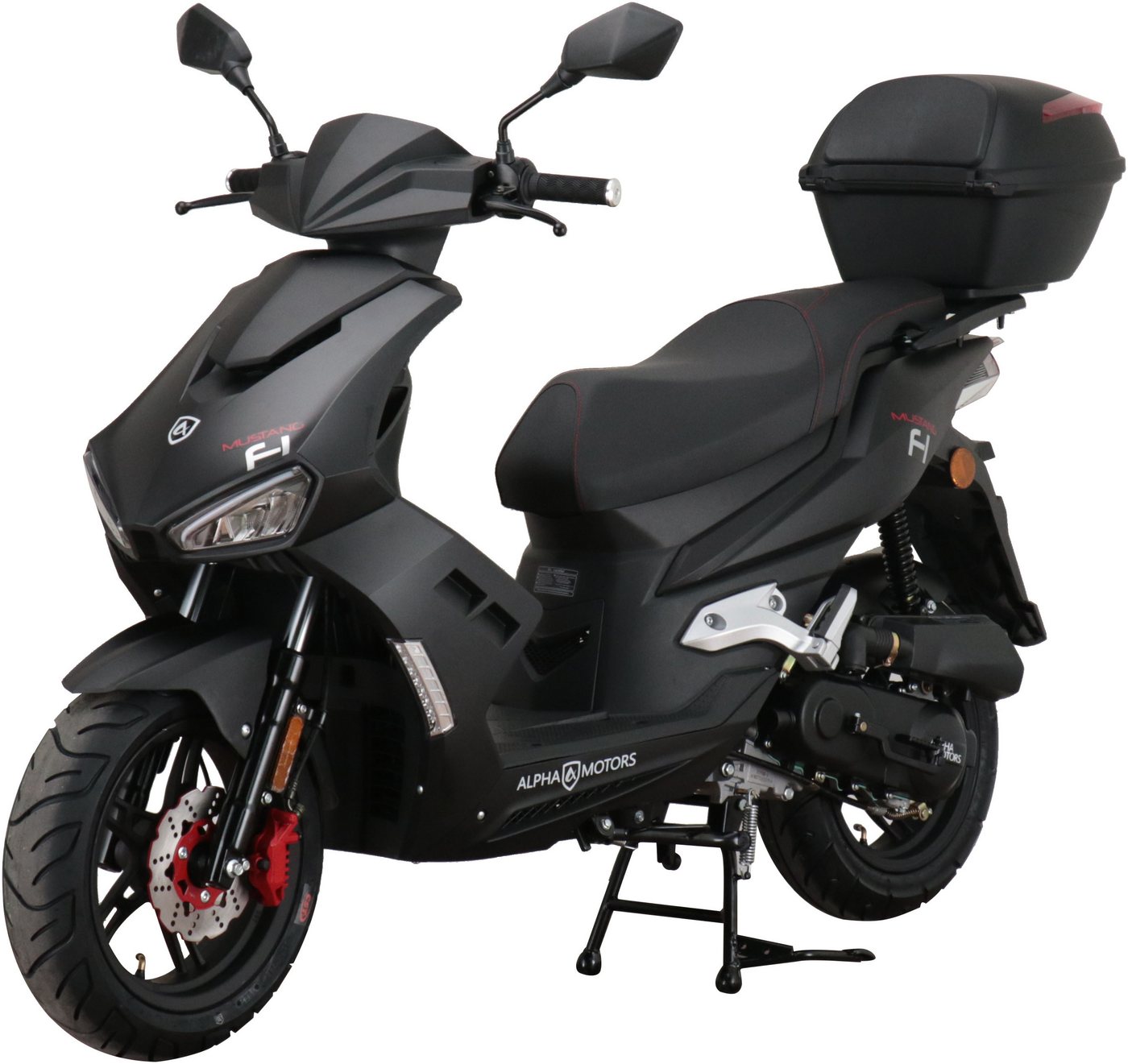 Alpha Motors Motorroller Mustang FI, 50 ccm, 25 km/h, Euro 5, (Set, mit Topcase), mit USB-Anschluss und Lenkerschloss, sportliches Design – Bild 2 von 5