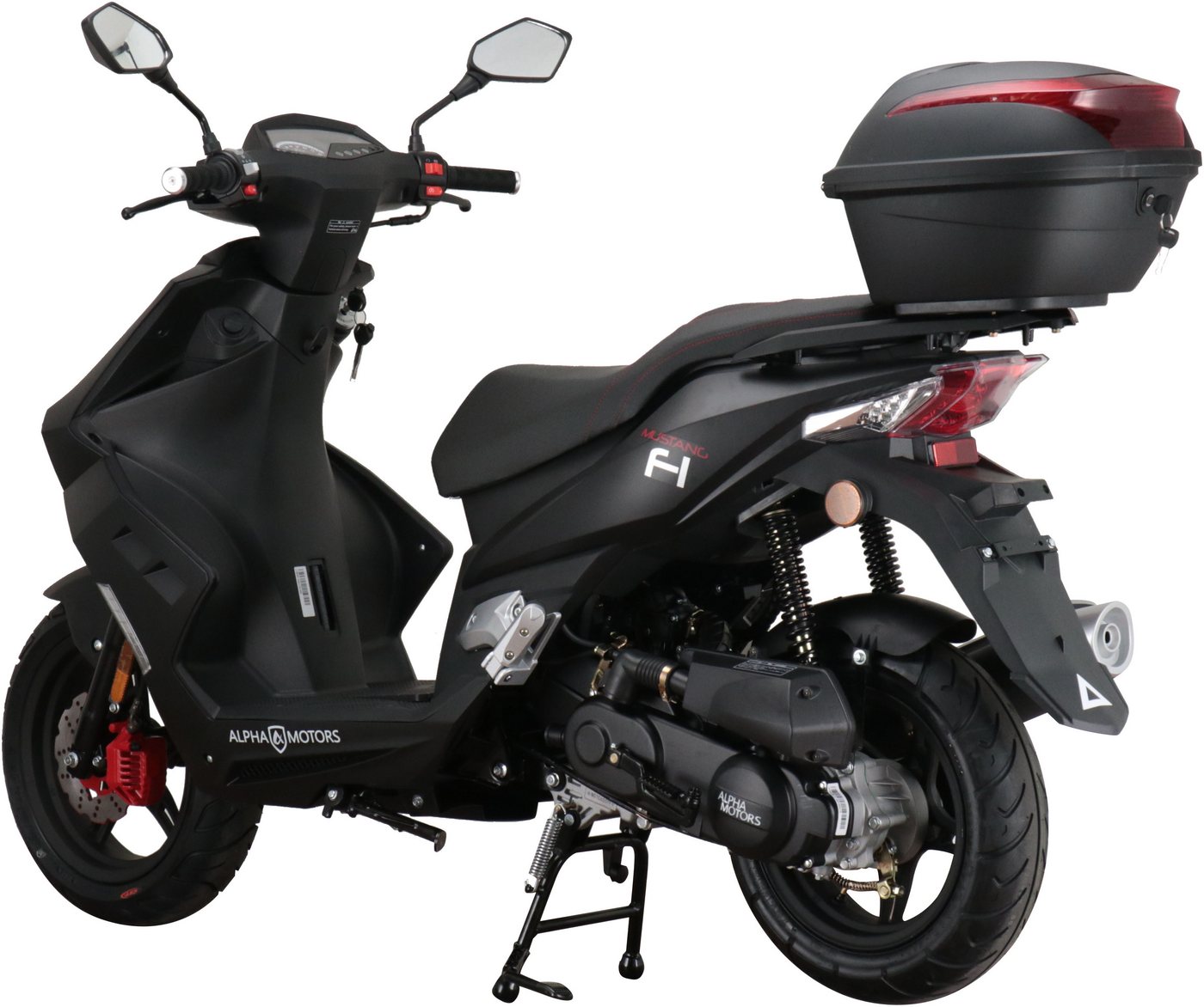 Alpha Motors Motorroller Mustang FI, 50 ccm, 25 km/h, Euro 5, (Set, mit Topcase), mit USB-Anschluss und Lenkerschloss, sportliches Design – Bild 3 von 5