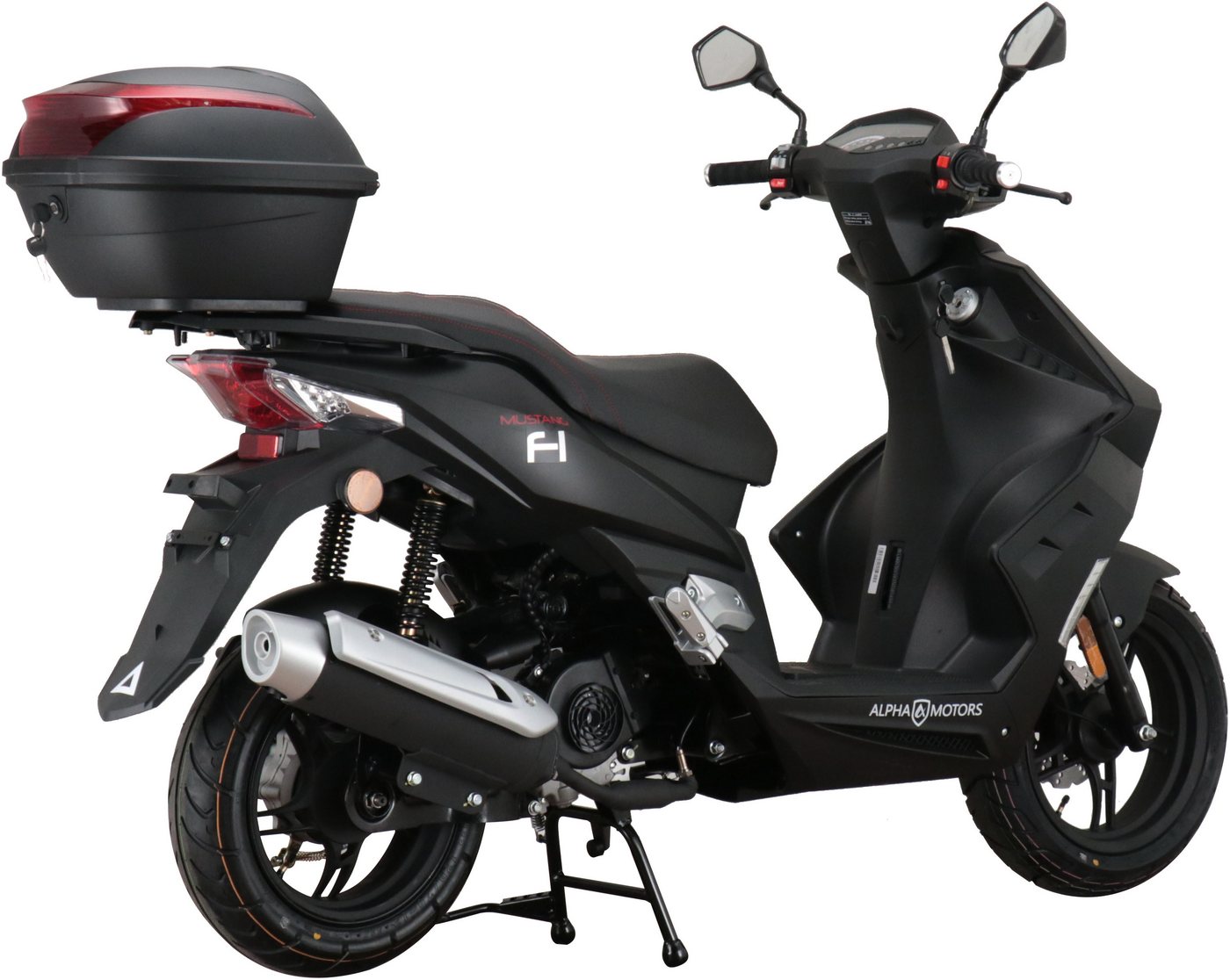 Alpha Motors Motorroller Mustang FI, 50 ccm, 25 km/h, Euro 5, (Set, mit Topcase), mit USB-Anschluss und Lenkerschloss, sportliches Design – Bild 4 von 5