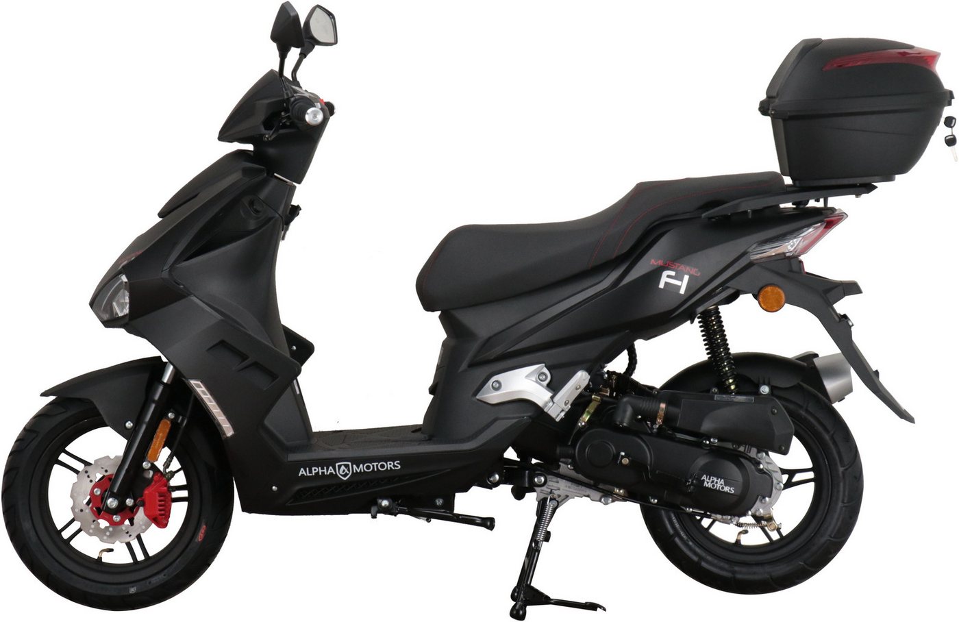 Alpha Motors Motorroller Mustang FI, 50 ccm, 25 km/h, Euro 5, (Set, mit Topcase), mit USB-Anschluss und Lenkerschloss, sportliches Design – Bild 5 von 5