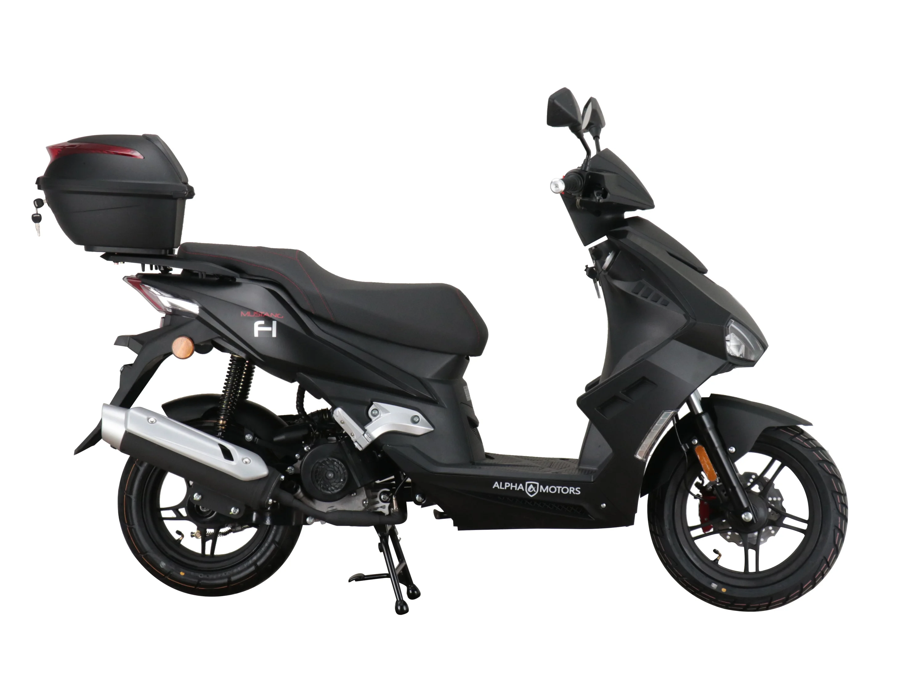 Alpha Motors Motorroller Mustang FI, 50 ccm, 45 km/h, Euro 5, (Set, mit Topcase), mit USB-Anschluss und Lenkerschloss, sportliches Design – Bild 3 von 4