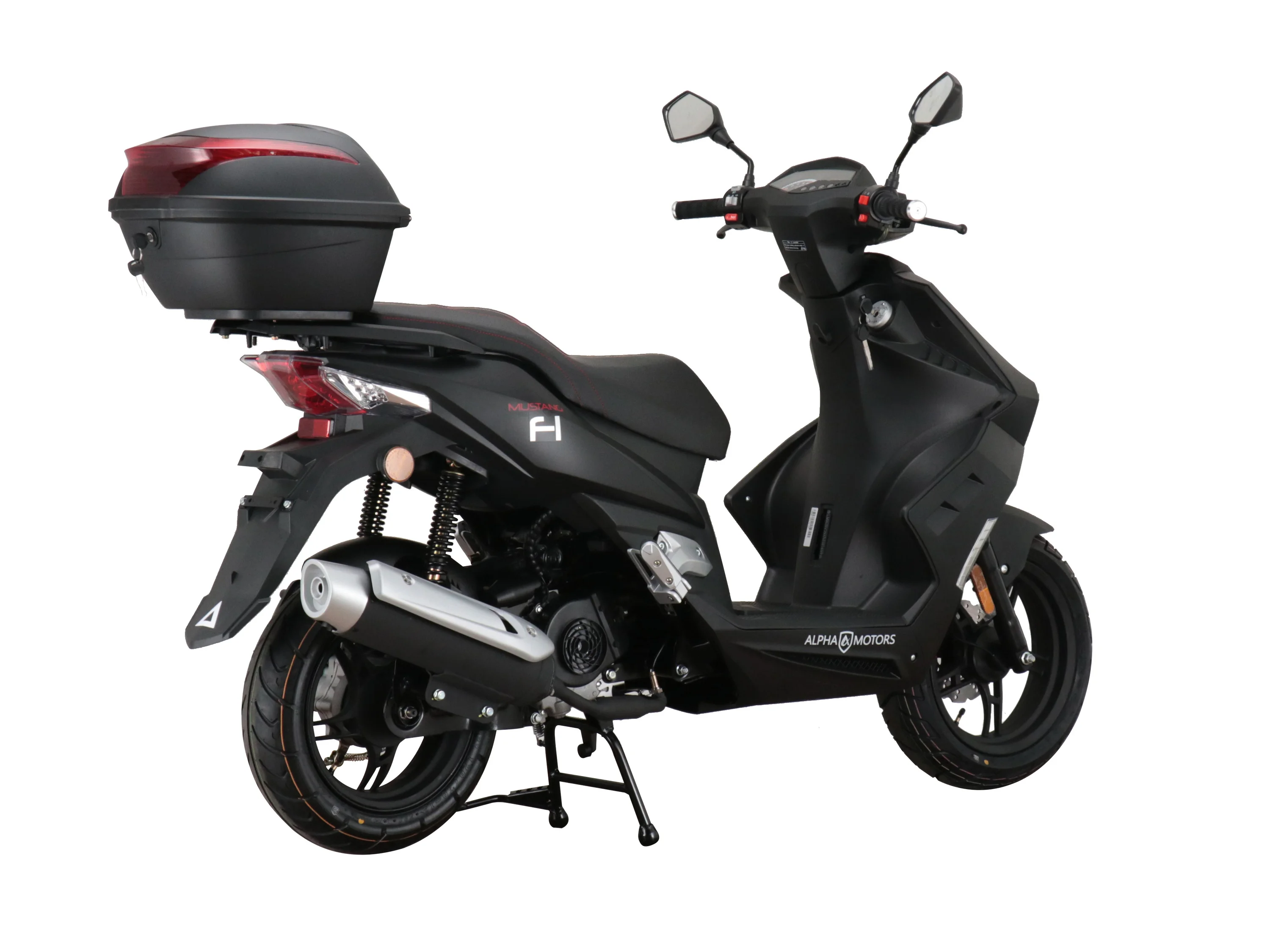 Alpha Motors Motorroller Mustang FI, 50 ccm, 45 km/h, Euro 5, (Set, mit Topcase), mit USB-Anschluss und Lenkerschloss, sportliches Design – Bild 4 von 4