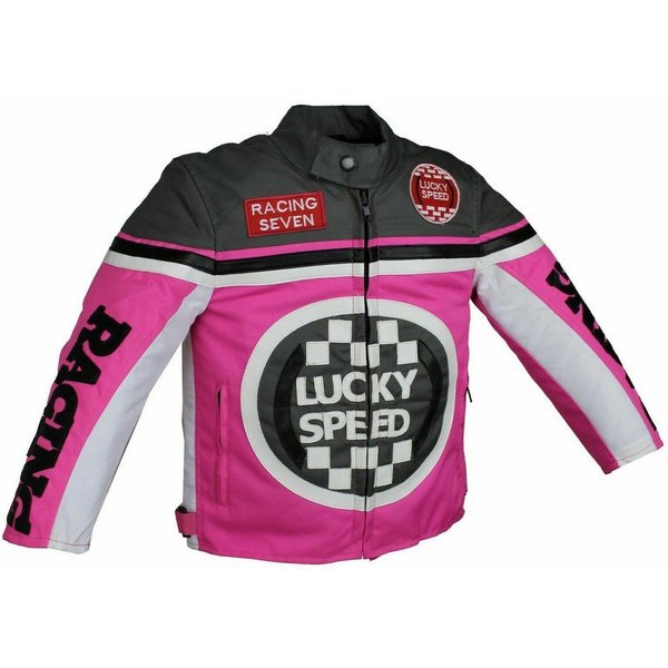 Alpha Speeds Bikerjacke - Kinder Lucky Speed Racing-/Freizeit – Kinderjacke in Pink Atmungsaktiv & Wasserabweisend & Ideales Geschenk für Ihr Kind