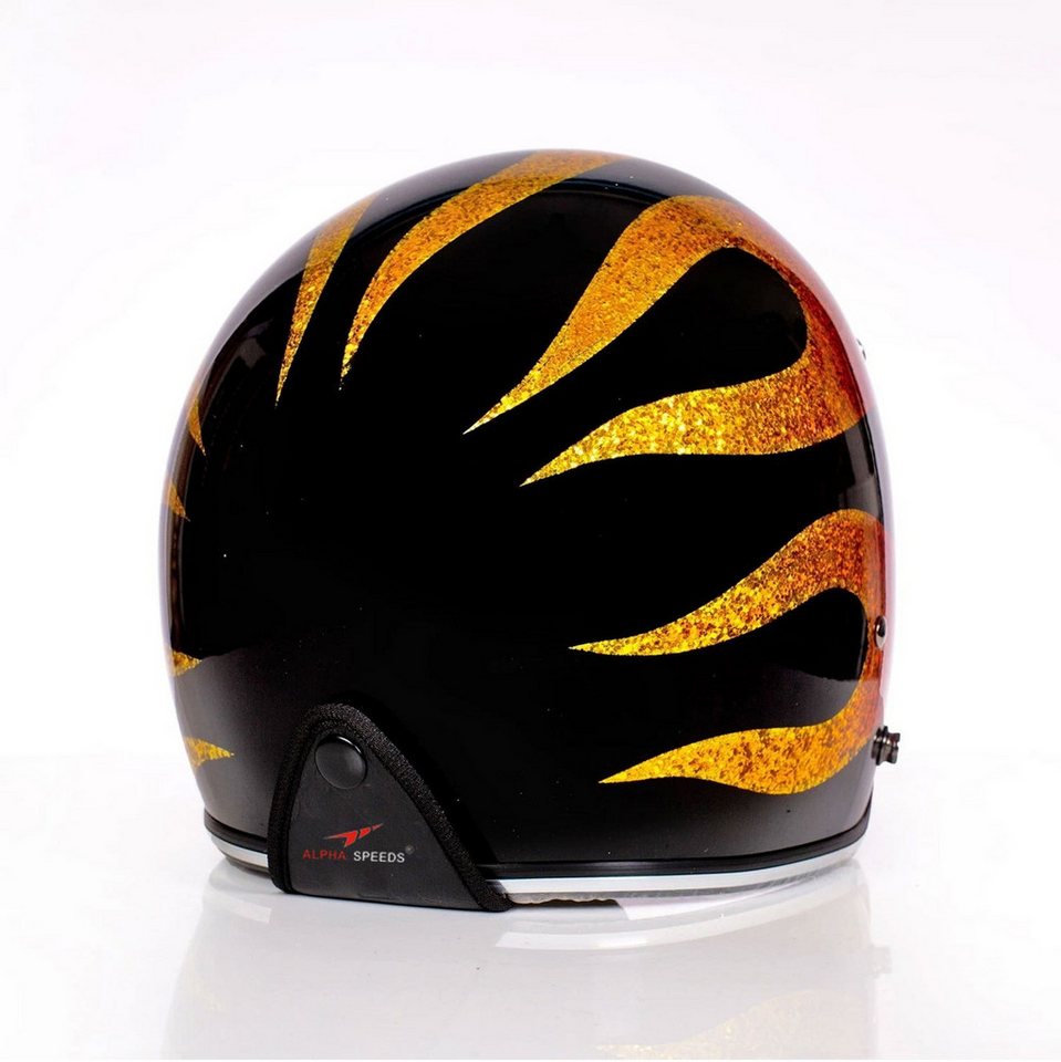 Alpha Speeds Motorradhelm ATELIER — Blaze Fireball, Metal-Super-Flake Rot • Fiberglas, nur ca. 800 g, inkl. herausnehmbare Wangenpolster, Slim & Smart Fit – Bild 2 von 2