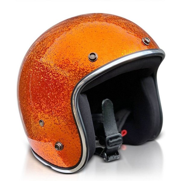 Alpha Speeds Motorradhelm ATELIER — Flake Golden Amber, Jethelm Fiberglas • Metal-Flake Orange, nur ca. 800 g, inkl. herausnehmbare Wangenpolster, Slim & Smart 