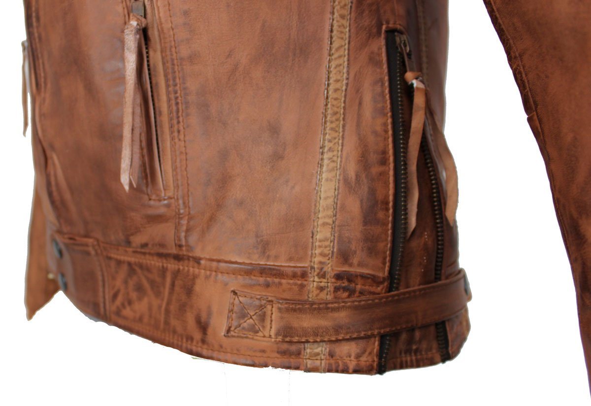 Alpha Speeds Motorradjacke - /Freizeit Damen Lammlederjacke Bikerjacke Highway 11 (mit einer abnehmbaren Kapuze) aus weichem Lammleder, inklusive einsetzbarer P – Bild 5 von 5