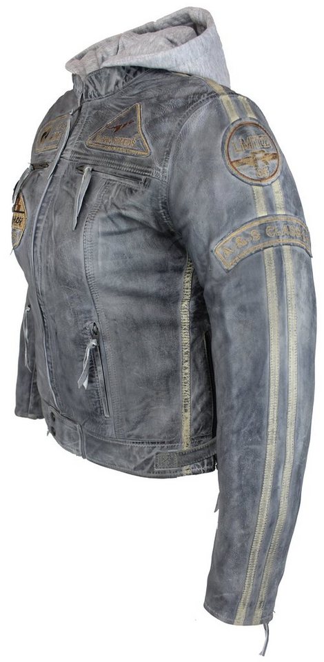 Alpha Speeds Motorradjacke - /Freizeit Damen Lammlederjacke Bikerjacke Highway 11 (mit einer abnehmbaren Kapuze) aus weichem Lammleder, inklusive einsetzbarer P – Bild 3 von 5