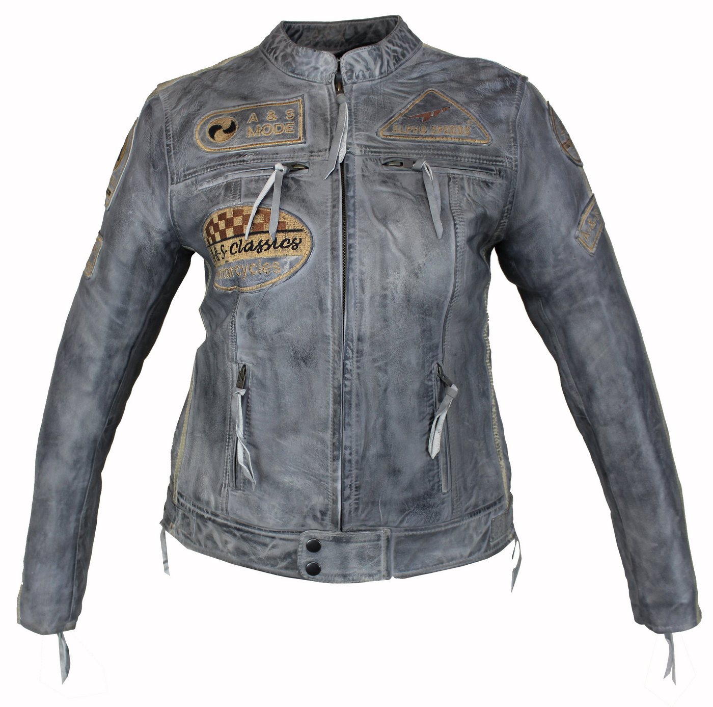 Alpha Speeds Motorradjacke - /Freizeit Damen Lammlederjacke Bikerjacke Highway 11 (mit einer abnehmbaren Kapuze) aus weichem Lammleder, inklusive einsetzbarer P – Bild 5 von 5