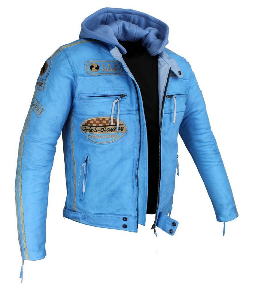 Alpha Speeds Motorradjacke - /Freizeit Herren Lammlederjacke Bikerjacke Highway 11 (Abnehmbares Innenfutter und Kapuze, (NEUE VERSION 2025) Aus weichem Lammlede – Bild 5 von 5