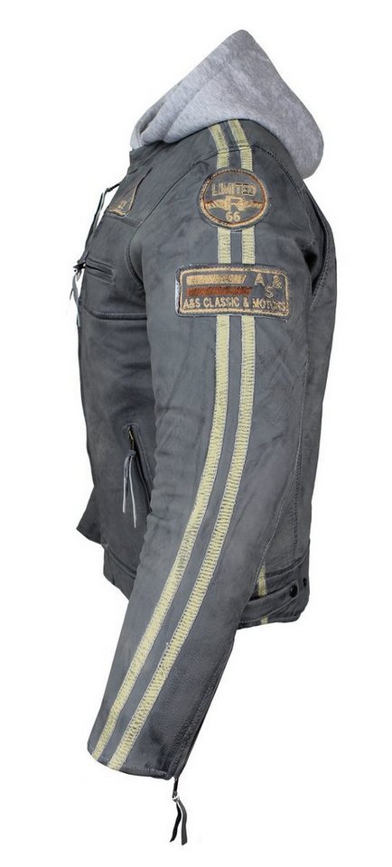 Alpha Speeds Motorradjacke - /Freizeit Herren Lammlederjacke Bikerjacke Highway 11 (Abnehmbares Innenfutter und Kapuze, (NEUE VERSION 2025) Aus weichem Lammlede – Bild 5 von 5
