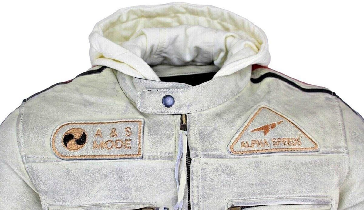 Alpha Speeds Motorradjacke - /Freizeit Herren Lammlederjacke Bikerjacke Highway 11 (Abnehmbares Innenfutter und Kapuze, (NEUE VERSION 2025) Aus weichem Lammlede – Bild 5 von 5