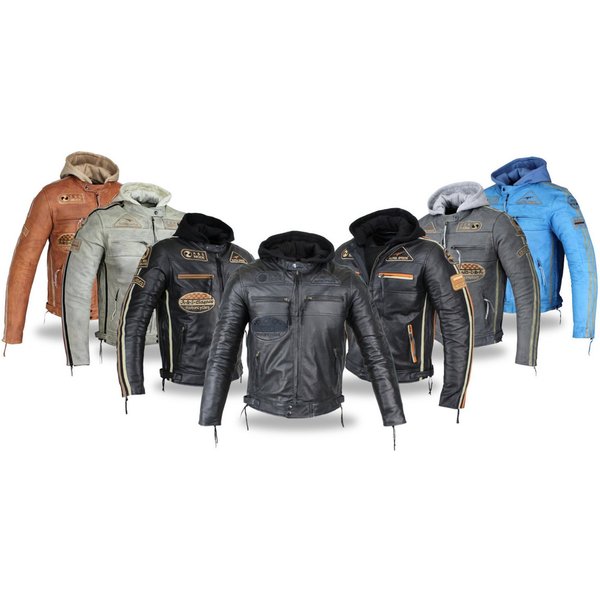 Alpha Speeds Motorradjacke - /Freizeit Herren Lammlederjacke Bikerjacke Highway 11 (Abnehmbares Innenfutter und Kapuze, (NEUE VERSION 2025) Aus weichem Lammlede