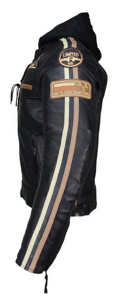 Alpha Speeds Motorradjacke - /Freizeit Herren Lammlederjacke Bikerjacke Highway 11 (Abnehmbares Innenfutter und Kapuze, (NEUE VERSION 2025) Aus weichem Lammlede – Bild 4 von 5