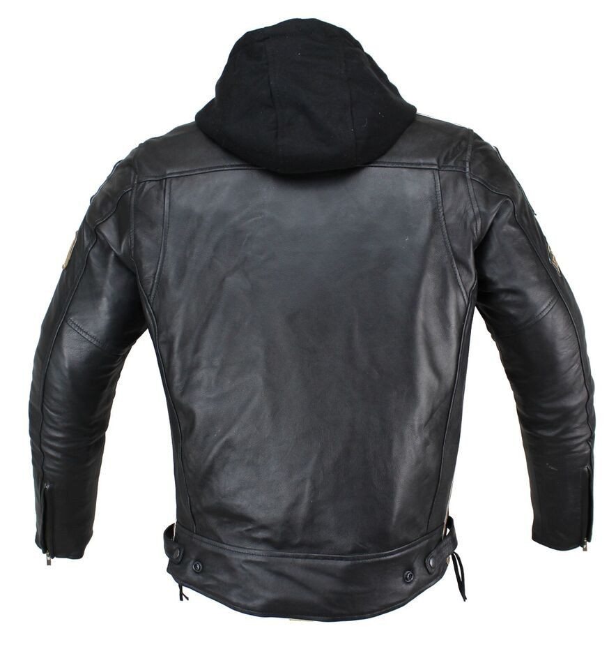Alpha Speeds Motorradjacke - /Freizeit Herren Lammlederjacke Bikerjacke Highway 11 (Abnehmbares Innenfutter und Kapuze, (NEUE VERSION 2025) Aus weichem Lammlede – Bild 5 von 5