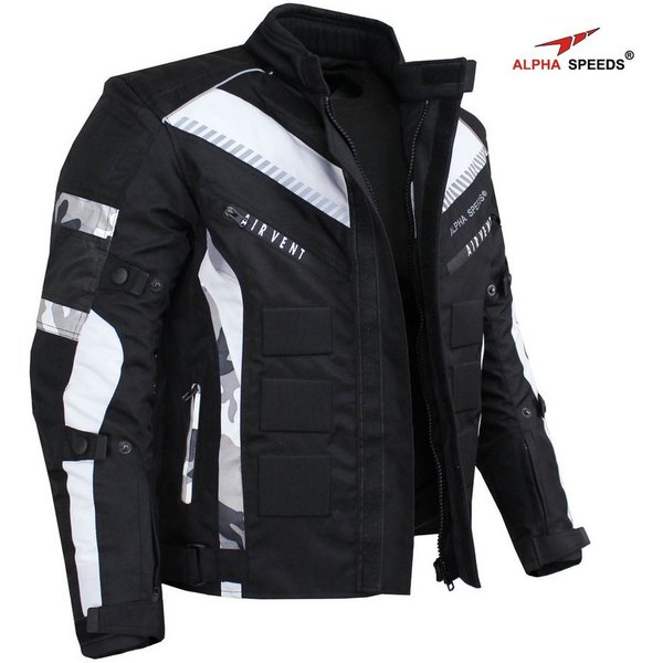 Alpha Speeds Motorradjacke Herren Motorrad Biker Textil Jacke Wasserdicht Jacke mit Protektoren Belüftungssysteme, Innenjacke trennbar: All Season, SLIM Camo-Gr