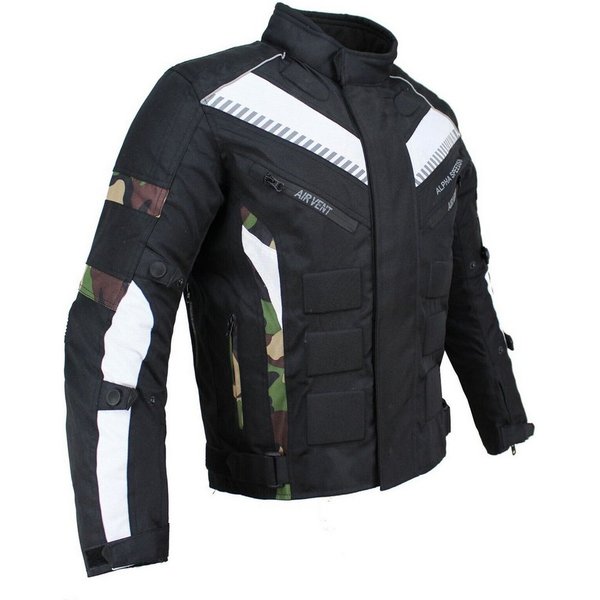 Alpha Speeds Motorradjacke Herren Motorrad Biker Textil Jacke Wasserdicht Jacke mit Protektoren Belüftungssysteme, Innenjacke trennbar: All Season, SLIM Camo-Gr