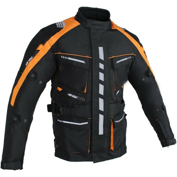 Alpha Speeds Motorradjacke Herren Motorrad Textil Jacke Biker wasserdicht Jacke mit Protektoren Sport, Innenjacke ist trennbar: All Season, Orange
