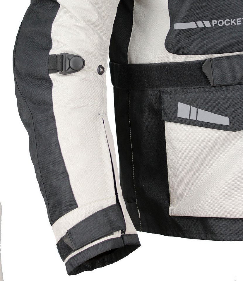 Alpha Speeds Motorradjacke JET PRO, All-Saison Motorradjacke inklusive Protektoren (2026) Abnehmbares Membran + Futter, 7 Belüftungen, 10 Taschen, in Off-White – Bild 5 von 5