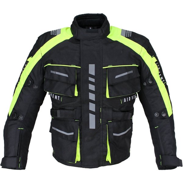 Alpha Speeds Motorradjacke Kinder Motorrad Textil Jacke Biker wasserdicht Jacke mit Protektoren Sport, Innenjacke ist trennbar: All Season, Neon/Fluoreszent Grü