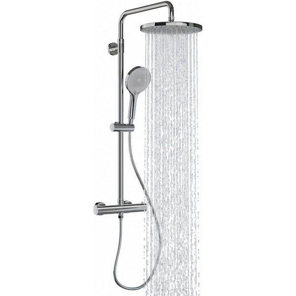 Alphabath Duschsystem, 3 Strahlart(en), Set, Rostfreien und verdrehungsfreien Schlauch, Thermostat-Duscharmatur, Duscharmatur Komplettset mit Thermostat, Höhenv