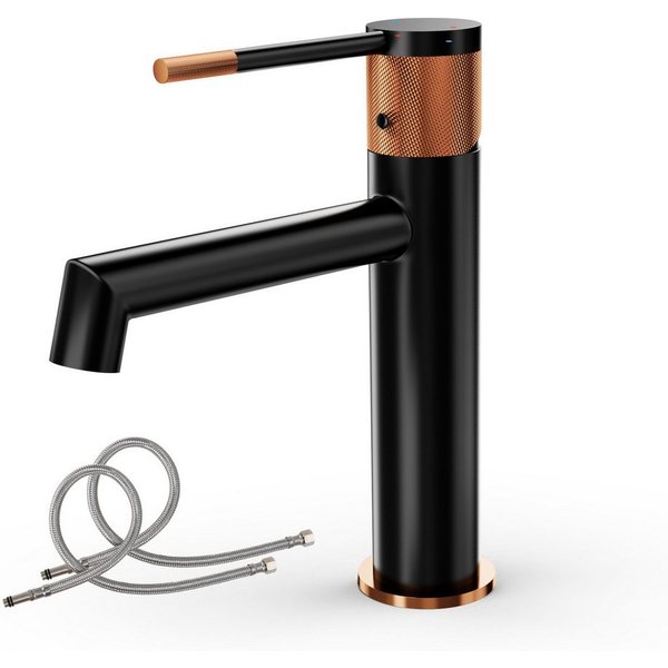 Alphabath Waschtischarmatur (Set, Bad Wasserhahn mit einem 3/8"-Zoll-Kompressionsschläuche) Messinggehäuse Wasserhahn Bad,mit Keramikkartusche Armatur Badezimme