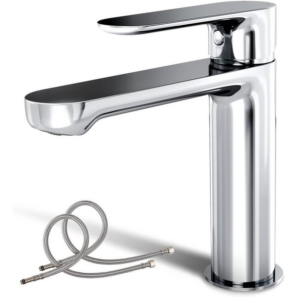 Alphabath Waschtischarmatur (Set, Bad Wasserhahn mit einem 3/8"-Zoll-Kompressionsgelenk) Chrom Badarmatur,mit Keramikkartusche,Edelstahl für Badezimmer