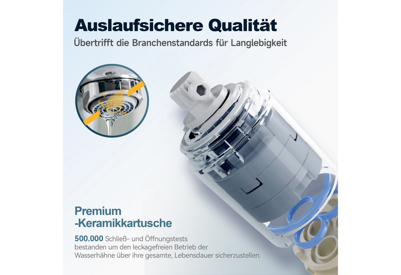 Alphabath Waschtischarmatur (Set, Bad Wasserhahn mit einem 3/8"-Zoll-Kompressionsgelenk) Chrom Badarmatur,mit Keramikkartusche,Edelstahl für Badezimmer – Bild 3 von 5
