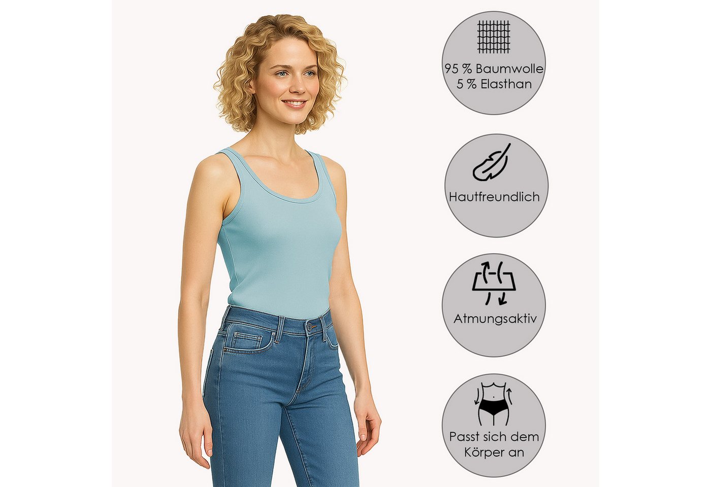 ALPIDEX Achseltop Damen Tops 4er Set Basic Tank Top – Bild 3 von 5