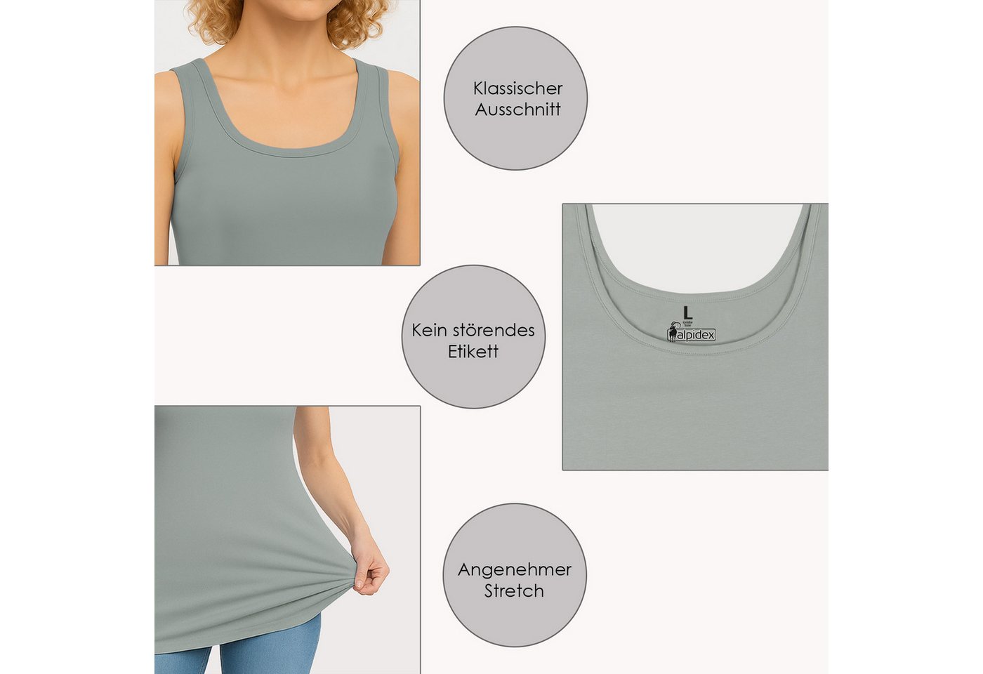 ALPIDEX Achseltop Damen Tops 4er Set Basic Tank Top – Bild 5 von 5