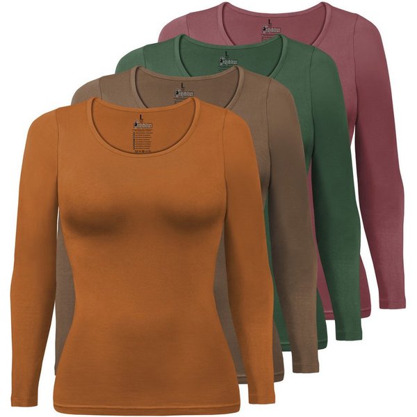 ALPIDEX Langarmshirt Damen Langarmshirt 4er Set Basic Oberteil