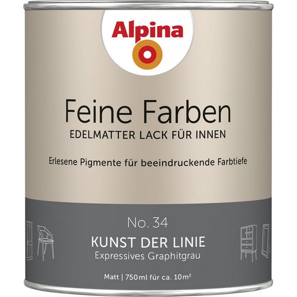 Alpina Lack Expressives Graphitgrau No. 34, hoch deckend, schnell trocknend