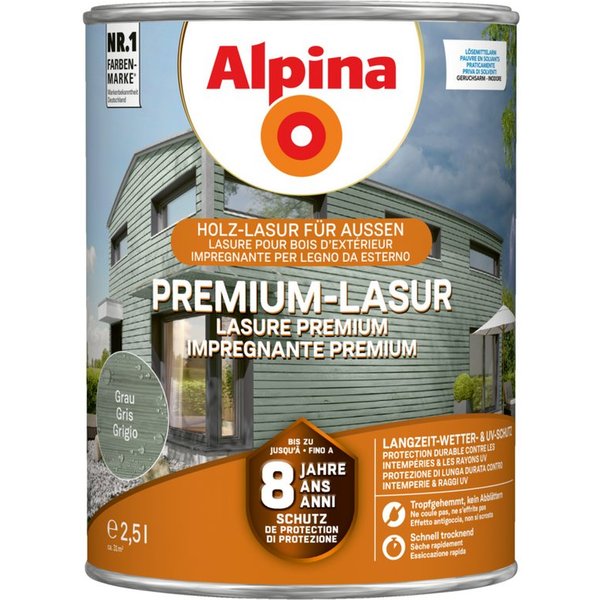 Alpina Lasur Premium-Lasur 2,5 Liter seidenmatt
