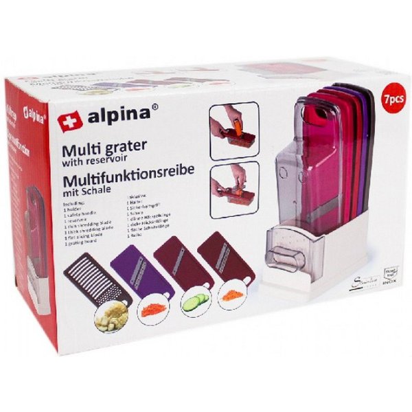 *Alpina* Multireibe Multifunktionsreibe mit 4 Einsätzen und Schale 7tlg Set, Kunststoff Edelstahl, (7-St)