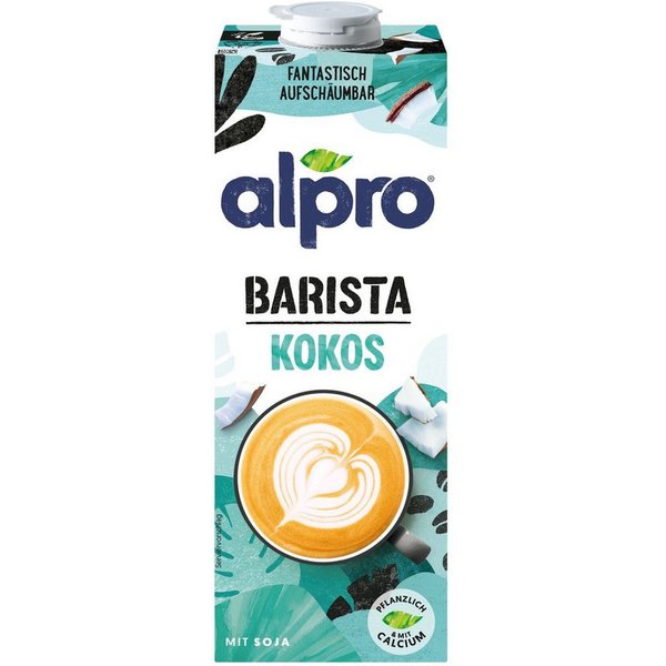 Alpro Pflanzenmilch, Alpro Barista Kokosnussdrink rein pflanzlich aufschäumbar UHT 1000 ml