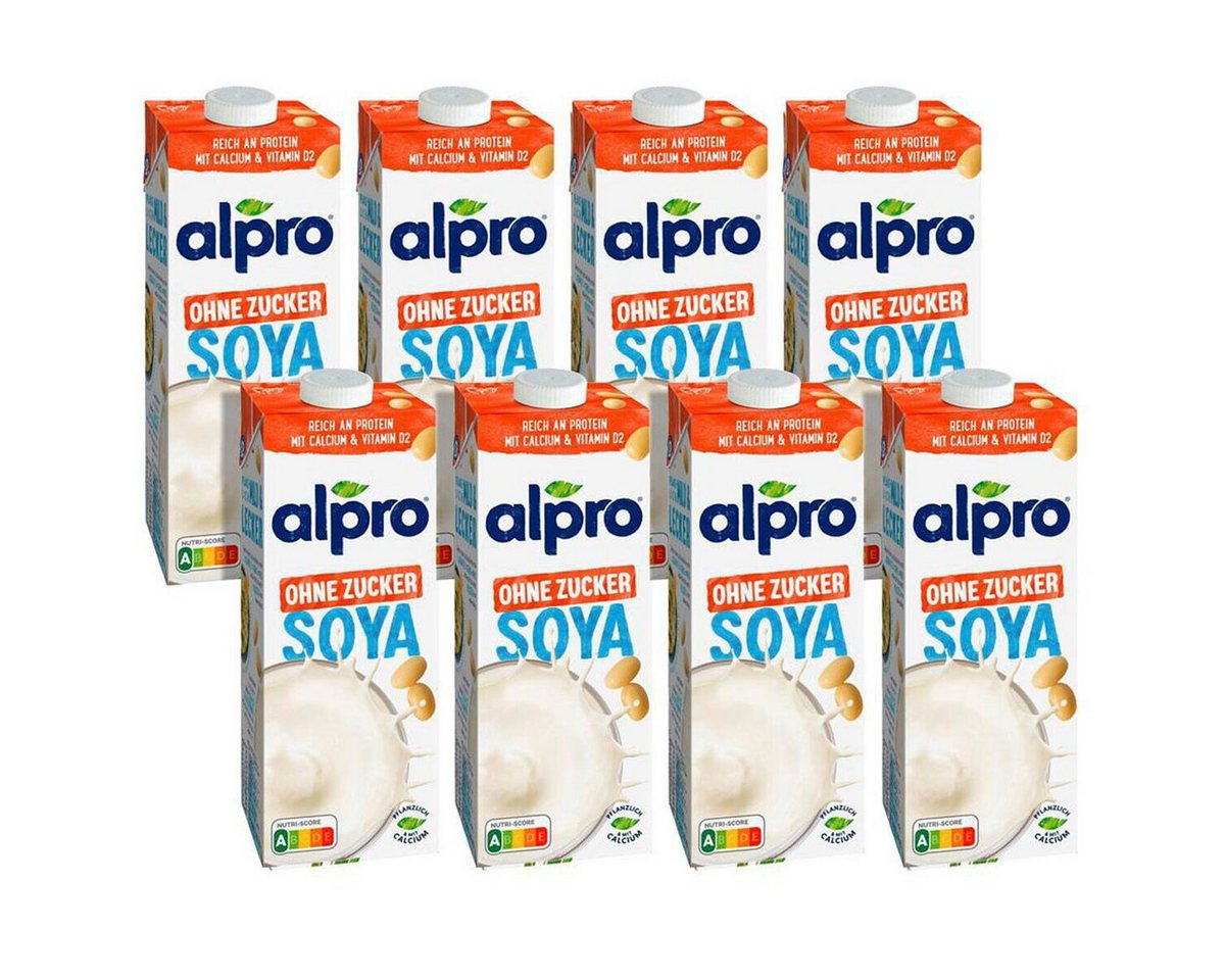 Alpro Pflanzenmilch SOYA ohne Zucker, 8x 1 Liter Sojadrink – Bild 2 von 3