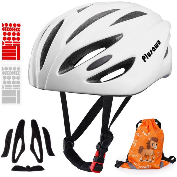 Alsterwell Kinderhelm Kinder Fahrradhelm, Verstellbarer Kinnriemen, 3D DIY & Reflektierende Aufkleber, Sporthelm für Roller & Inlineskates