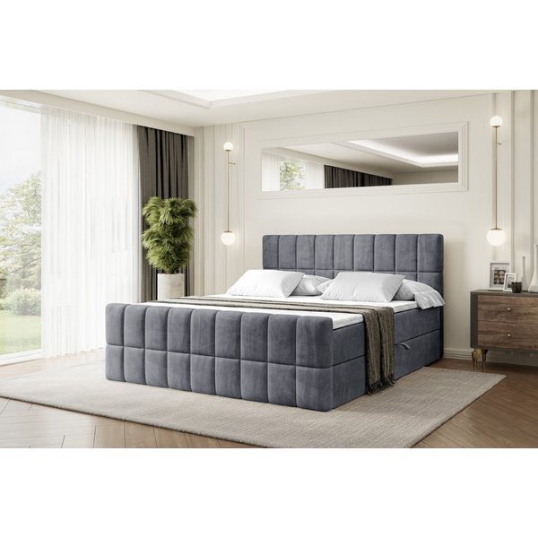 ALTDECOR Boxbett MIAMI-Z (Multipocket-Matratze H4, H3 Matratze Bonellfederung, Topper, Kopfteil), Doppelbett mit Fußteil