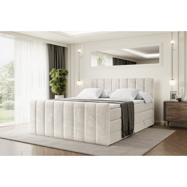 ALTDECOR Boxspringbett OTTA-Z KING (Multipocket-Matratze H4, H3 Matratze Bonellfederung, Topper, Kopfteil), Doppelbett mit Fußteil