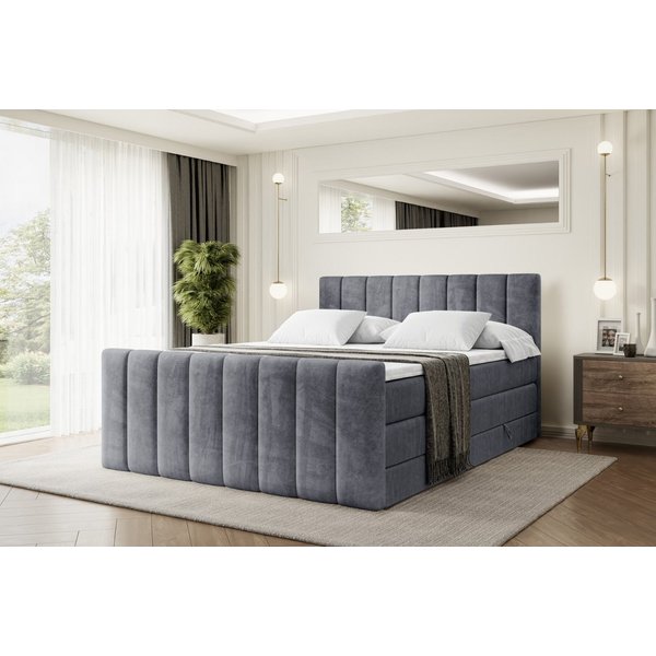 ALTDECOR Boxspringbett OTTA-Z KING (Multipocket-Matratze H4, H3 Matratze Bonellfederung, Topper, Kopfteil), Doppelbett mit Fußteil