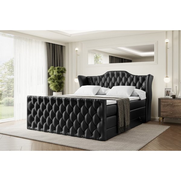 ALTDECOR Boxspringbett VILA-Z KING (Multipocket-Matratze H4, H3 Matratze Bonellfederung, Topper, Kopfteil), Doppelbett mit Fußteil