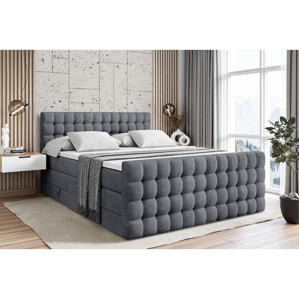 ALTDECOR Boxspringbett VIONE-Z KING (mit Matratze und Lattenrost Topper Polsterbett mit Bettkasten Boxbett), H4 Multipocket, H3 Bonellfederung, Doppelbett Sprin