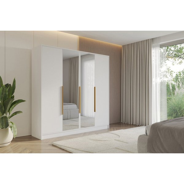 ALTDECOR Drehtürenschrank LESE (Kleiderschrank Garderobenschrank mit viel Stauraum, Moderner Schrank) Vielseitiger Drehtürenschrank mit Spiegeltüren Spiegel Flü