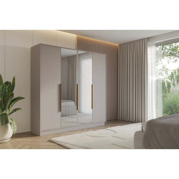 ALTDECOR Drehtürenschrank LESE (Kleiderschrank Garderobenschrank mit viel Stauraum, Moderner Schrank) Vielseitiger Drehtürenschrank mit Spiegeltüren Spiegel Flü