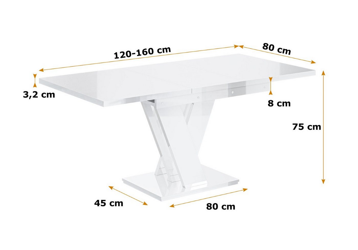 ALTDECOR Esstisch ASIV (Esstisch ausziehbar, Esszimmertische, Tisch Wohnzimmertisch), Esszimmertisch ausziehbar 120-160x80x75x80x75 – Bild 4 von 5