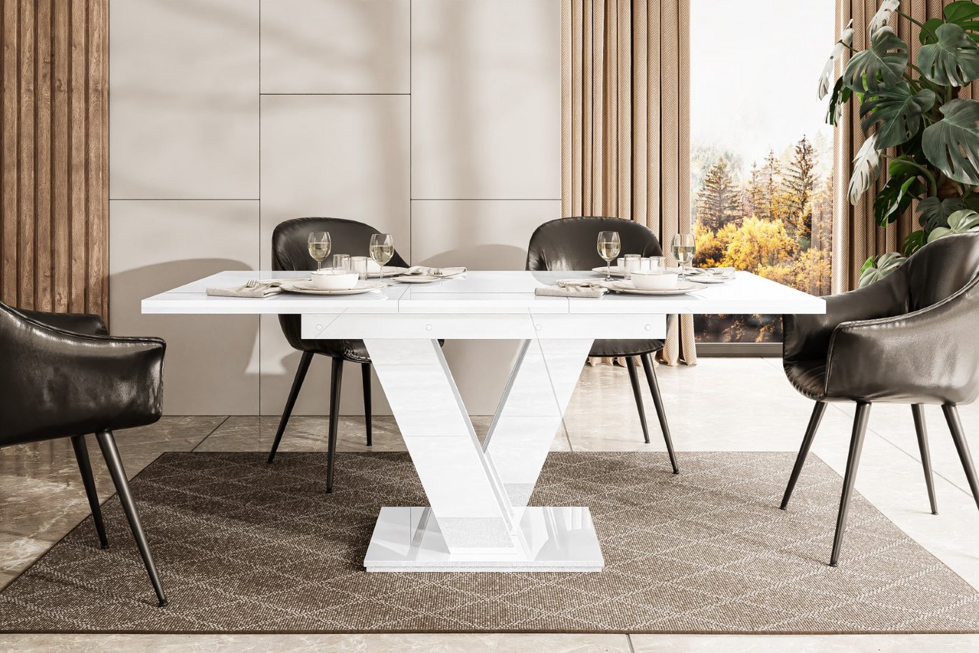 ALTDECOR Esstisch ASIV (Esstisch ausziehbar, Esszimmertische, Tisch Wohnzimmertisch), Esszimmertisch ausziehbar 120-160x80x75x80x75 – Bild 5 von 5